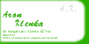 aron klenka business card